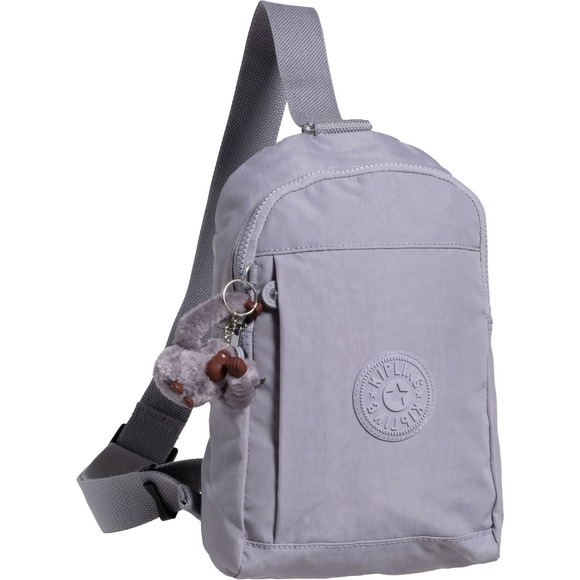 Kipling Sling Backpack Klynn in Dove Grey with Monkey Charm NWT - Picture 1 of 5